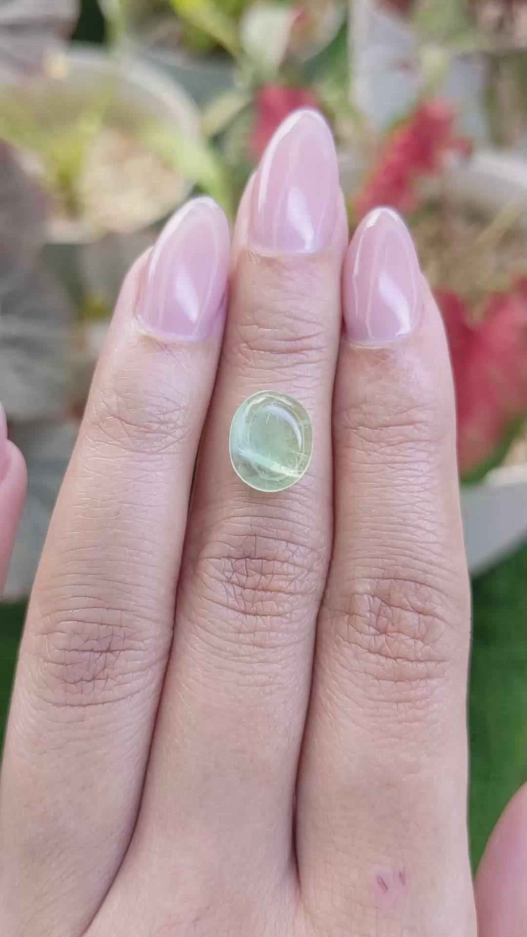 3.50 Ct. Green Cabochon Prasiolite from Madagascar Size Video