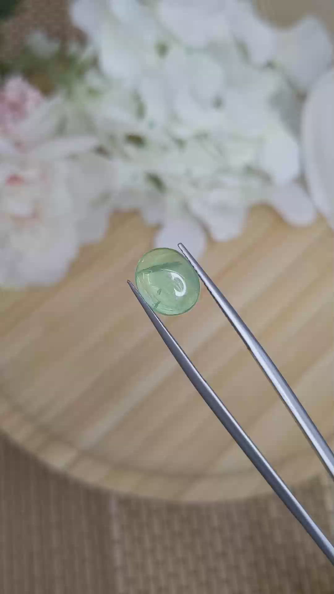 3.50 Ct. Green Cabochon Prasiolite from Madagascar Size Video