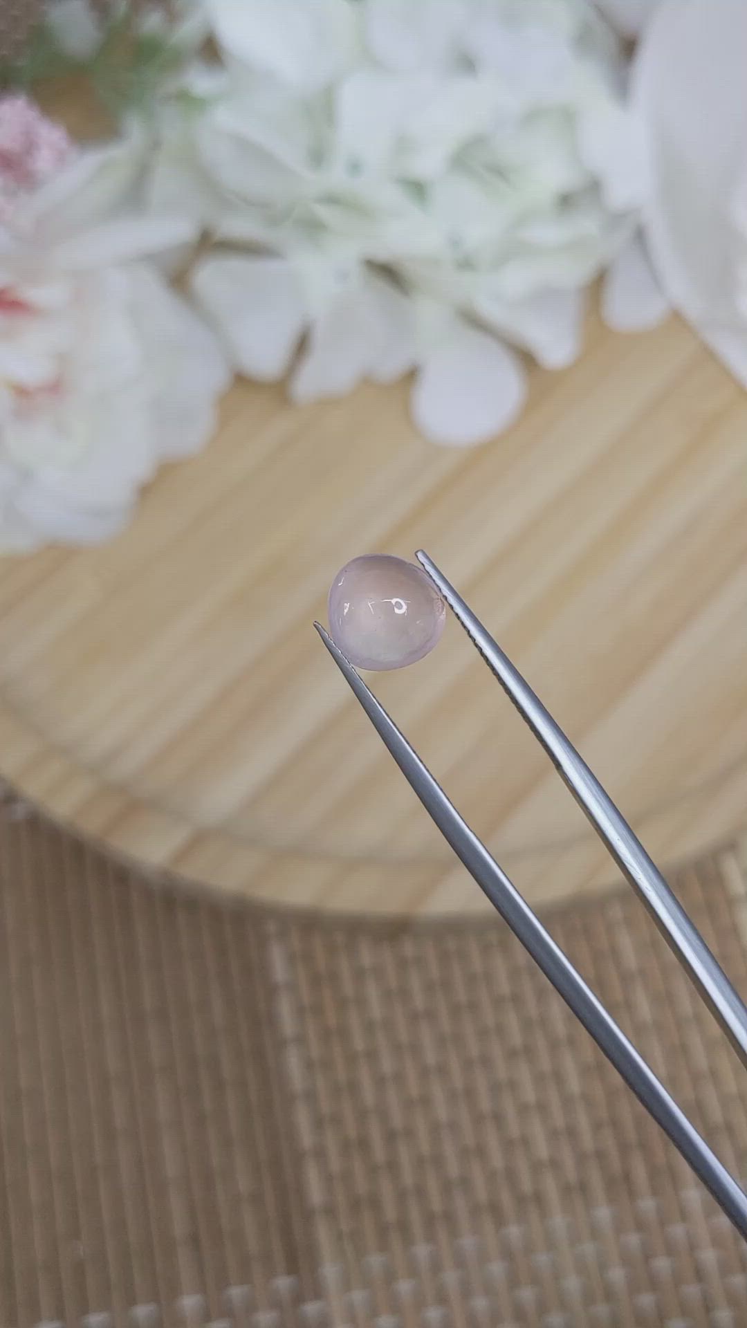 2.98 Ct. Pink Cabochon Rose Quartz from Ceylon (Sri Lanka) Size Video