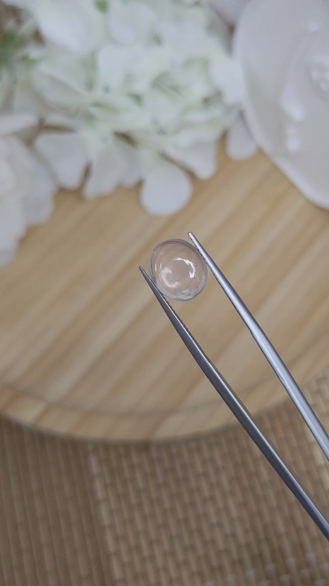 3.05 Ct. Pink Cabochon Rose Quartz from Ceylon (Sri Lanka) Size Video
