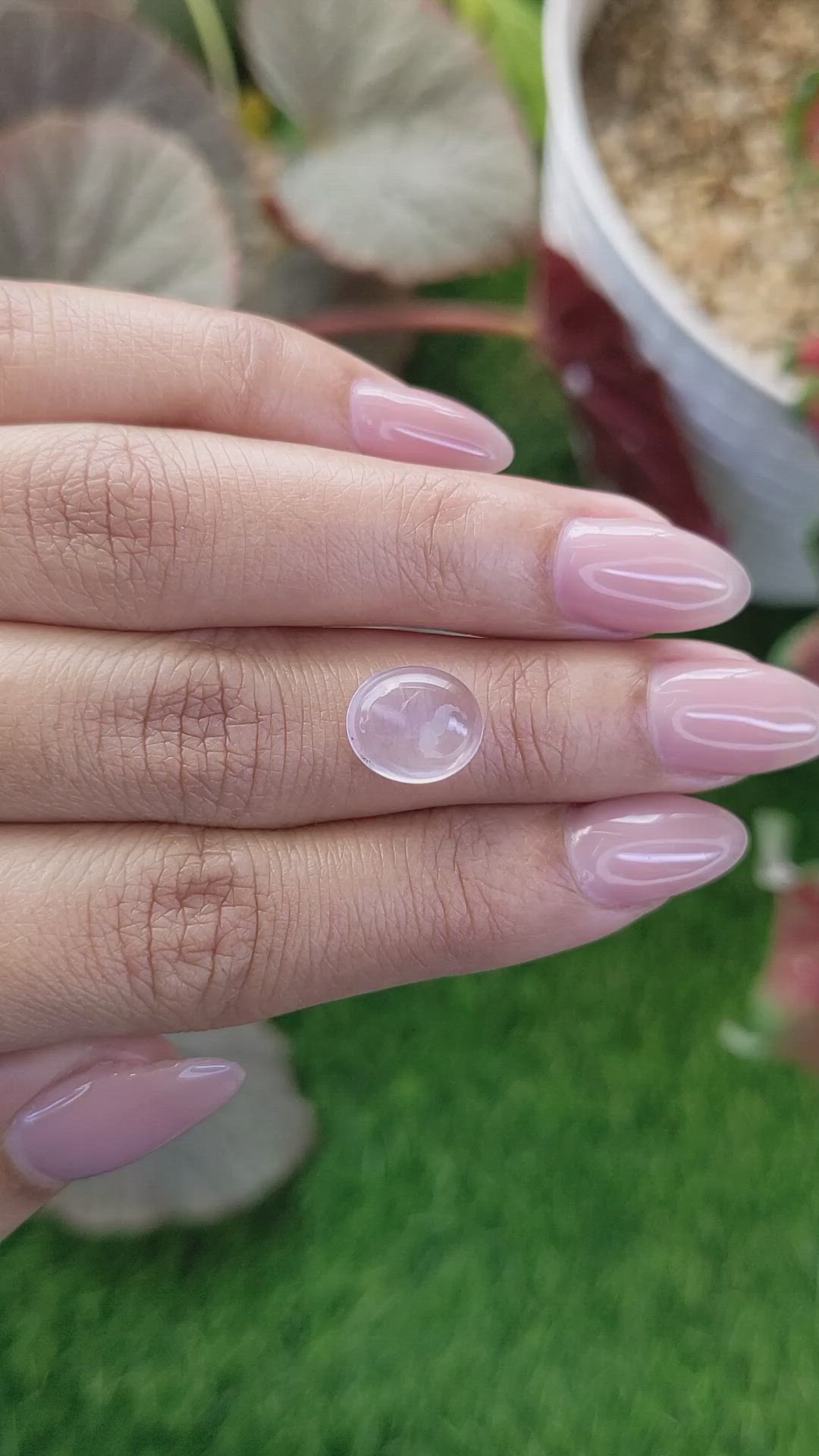3.05 Ct. Pink Cabochon Rose Quartz from Ceylon (Sri Lanka) Size Video