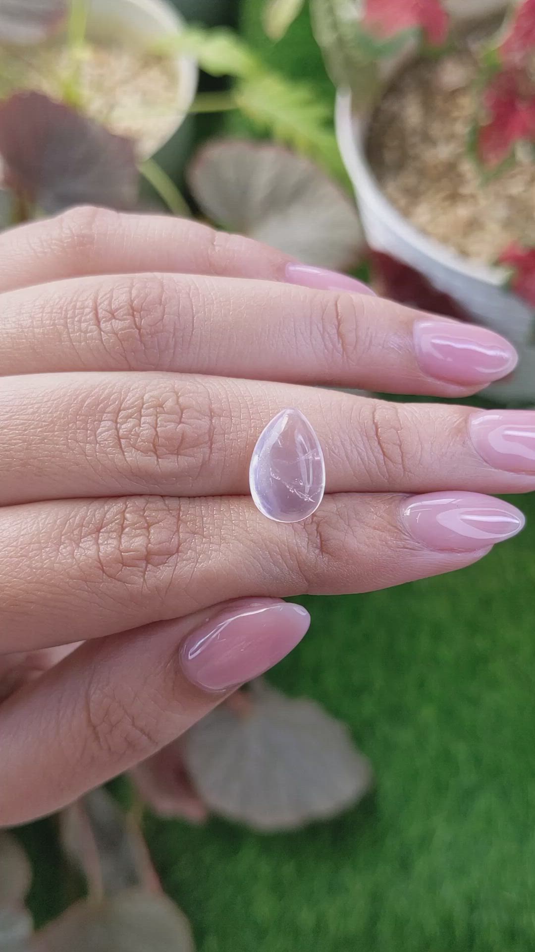 4.38 Ct. Pink Cabochon Rose Quartz from Ceylon (Sri Lanka) Size Video