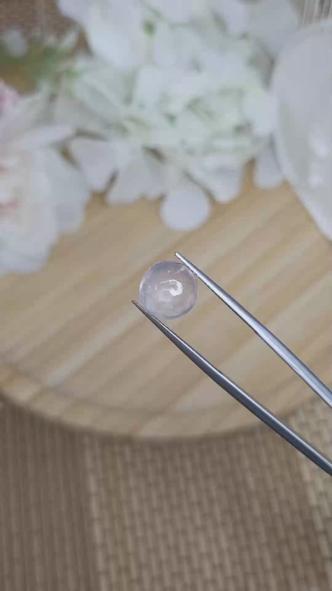 4.47 Ct. Pink Cabochon Rose Quartz from Ceylon (Sri Lanka) Size Video