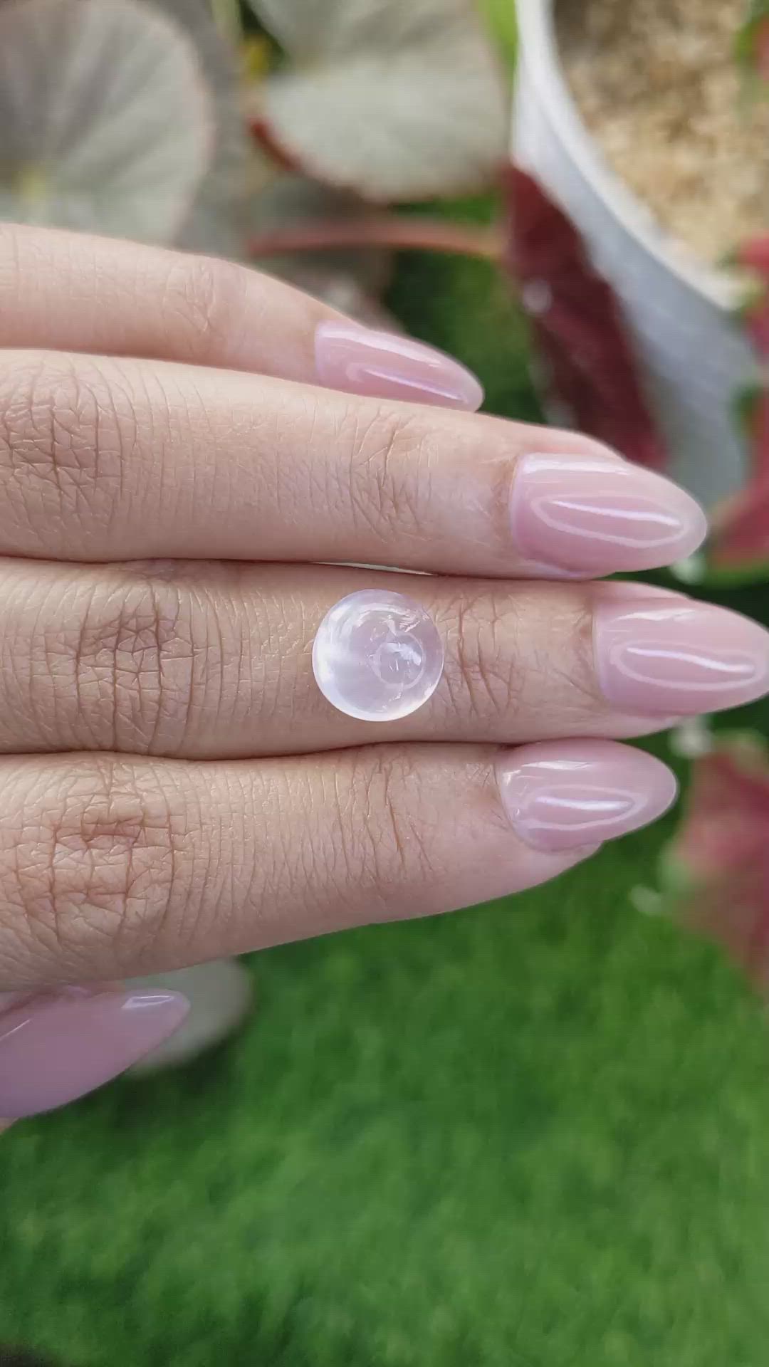4.47 Ct. Pink Cabochon Rose Quartz from Ceylon (Sri Lanka) Size Video