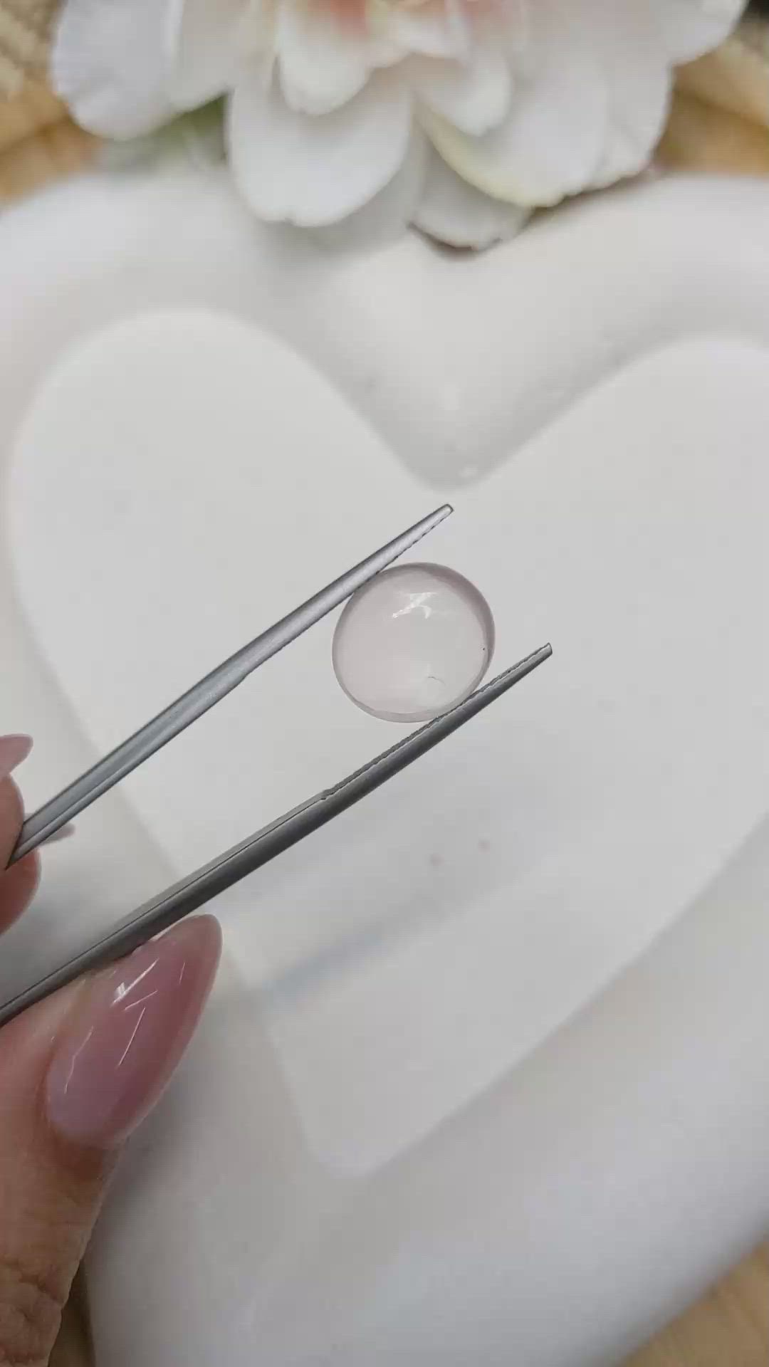 5.18 Ct. Pink Cabochon Rose Quartz from Ceylon (Sri Lanka) Size Video