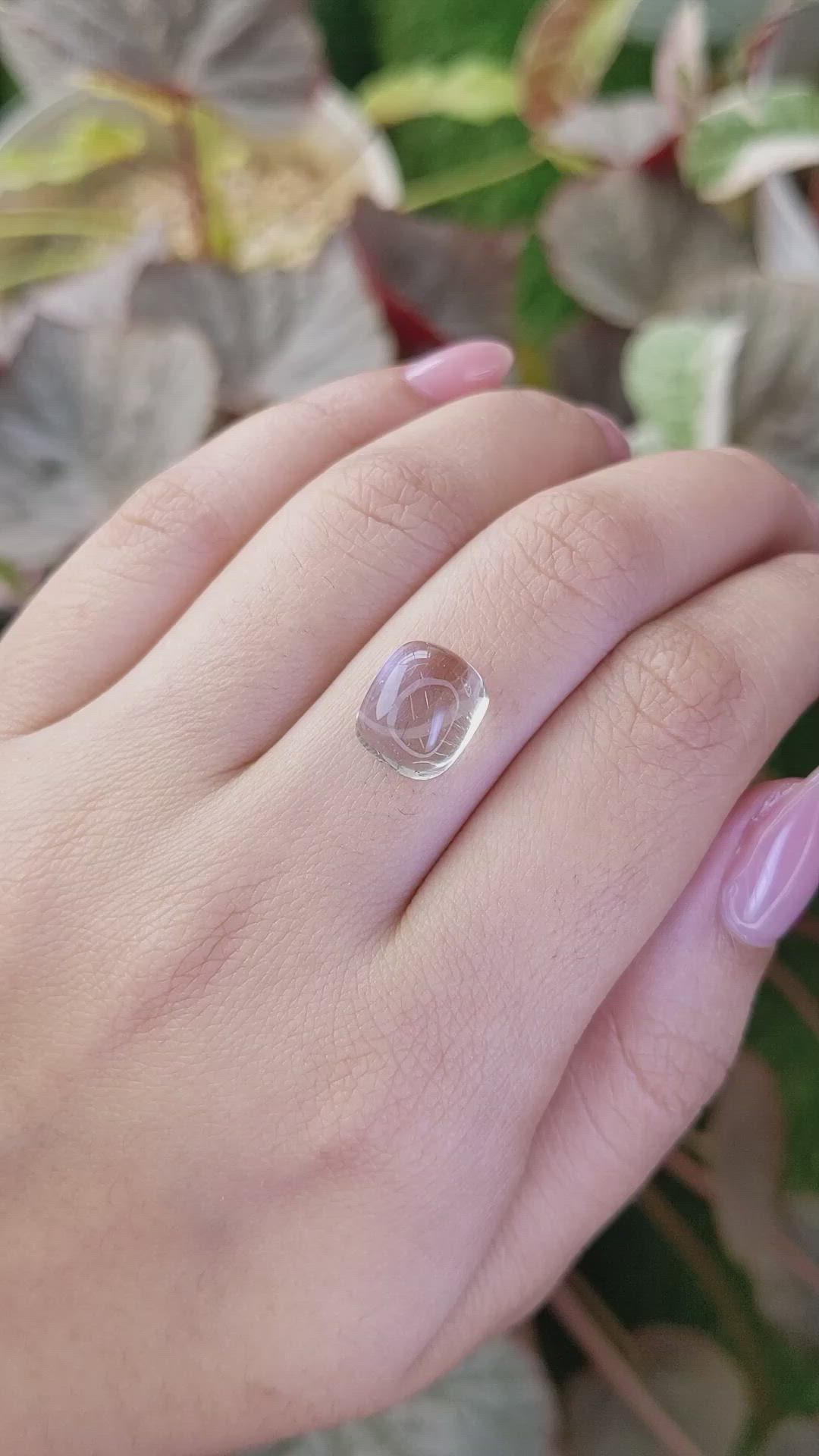 6.35 Ct. White Cabochon Quartz from Madagascar Size Video