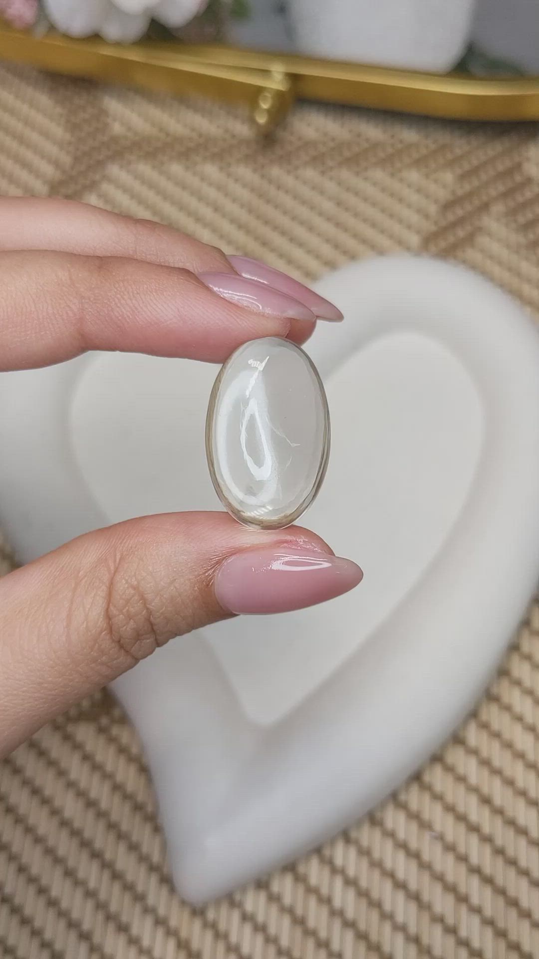 18.41 Ct. White Cabochon Quartz from Madagascar Size Video