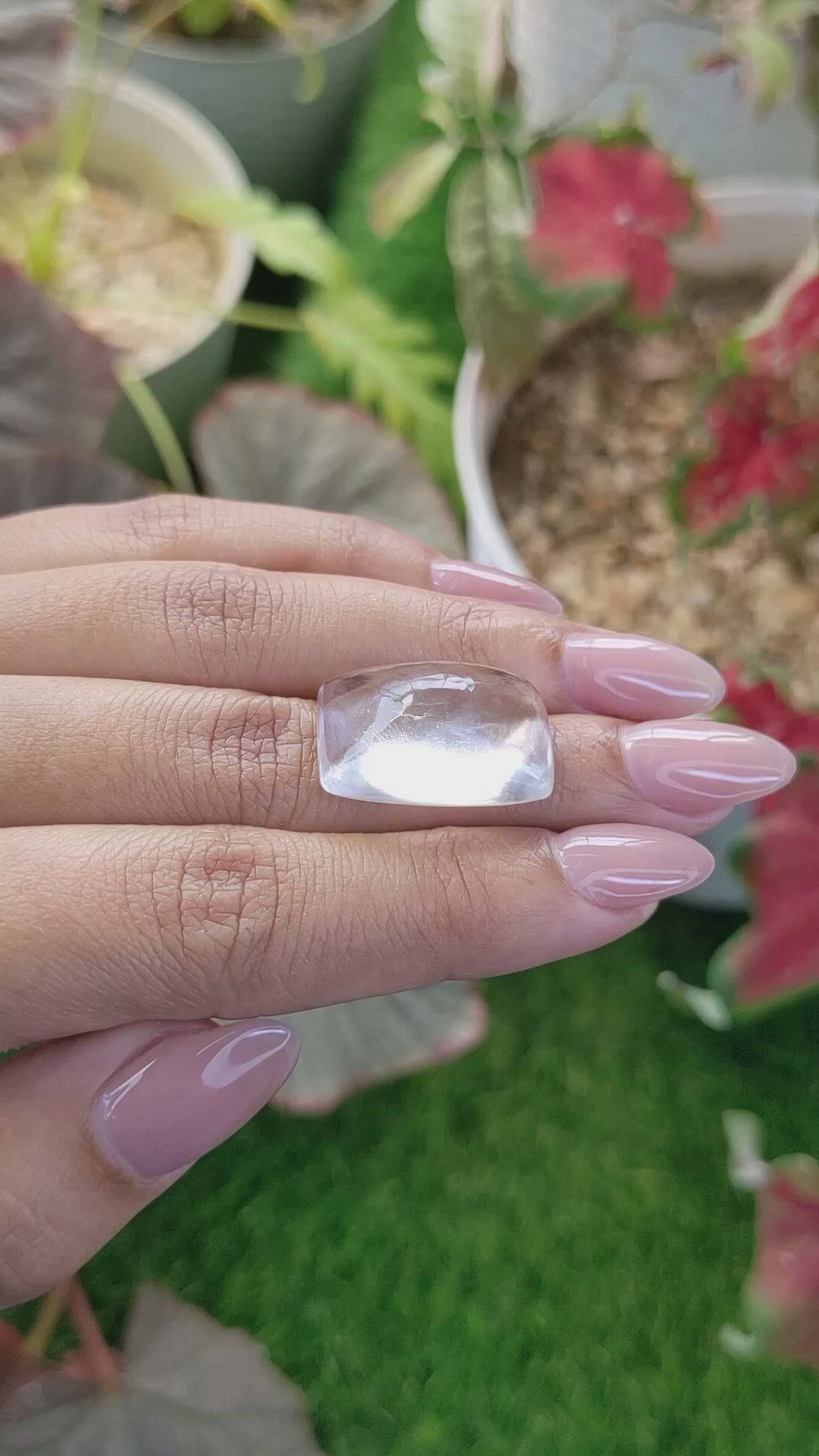 22.74 Ct. White Cabochon Quartz from Madagascar Size Video