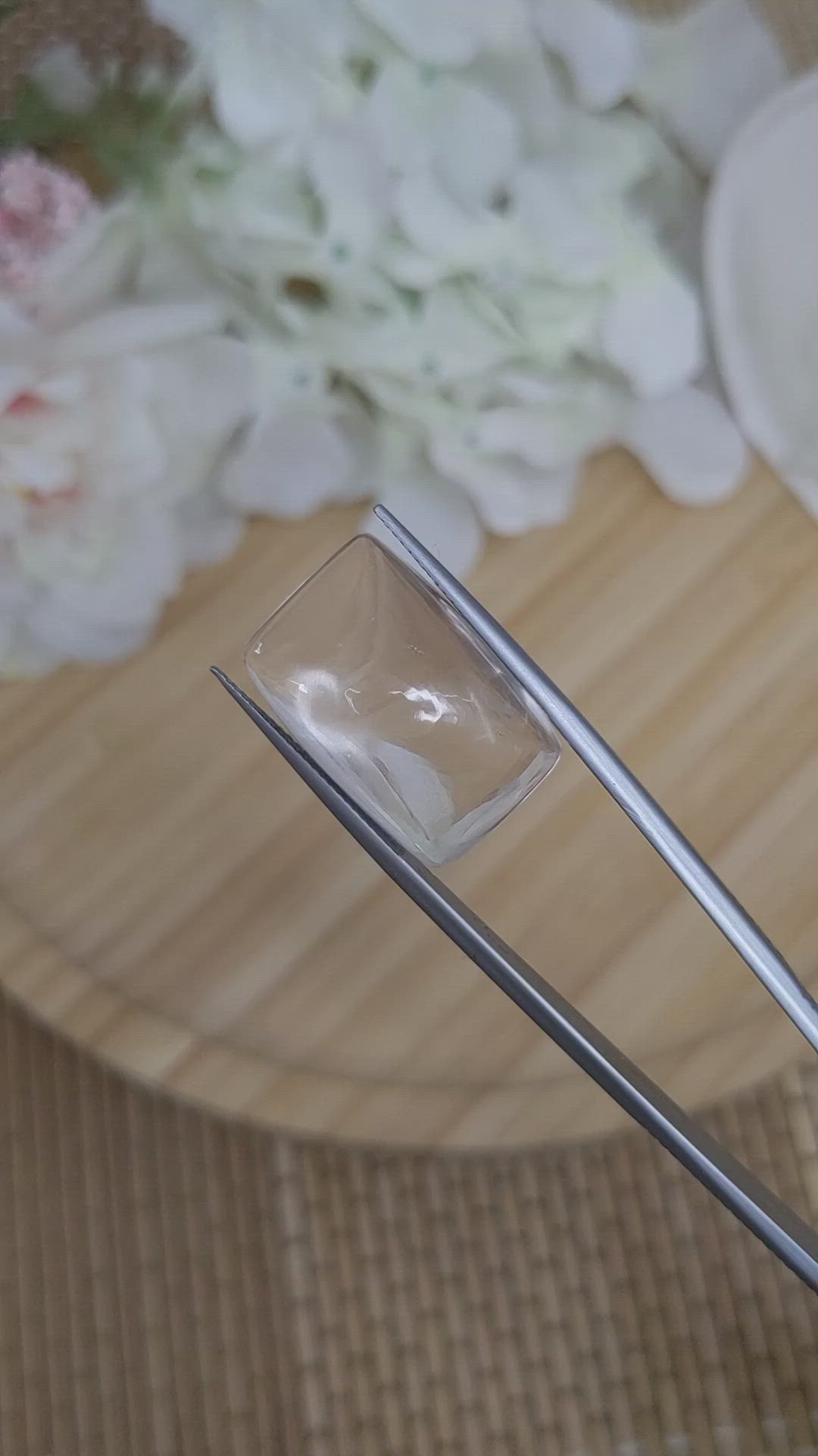22.74 Ct. White Cabochon Quartz from Madagascar Size Video