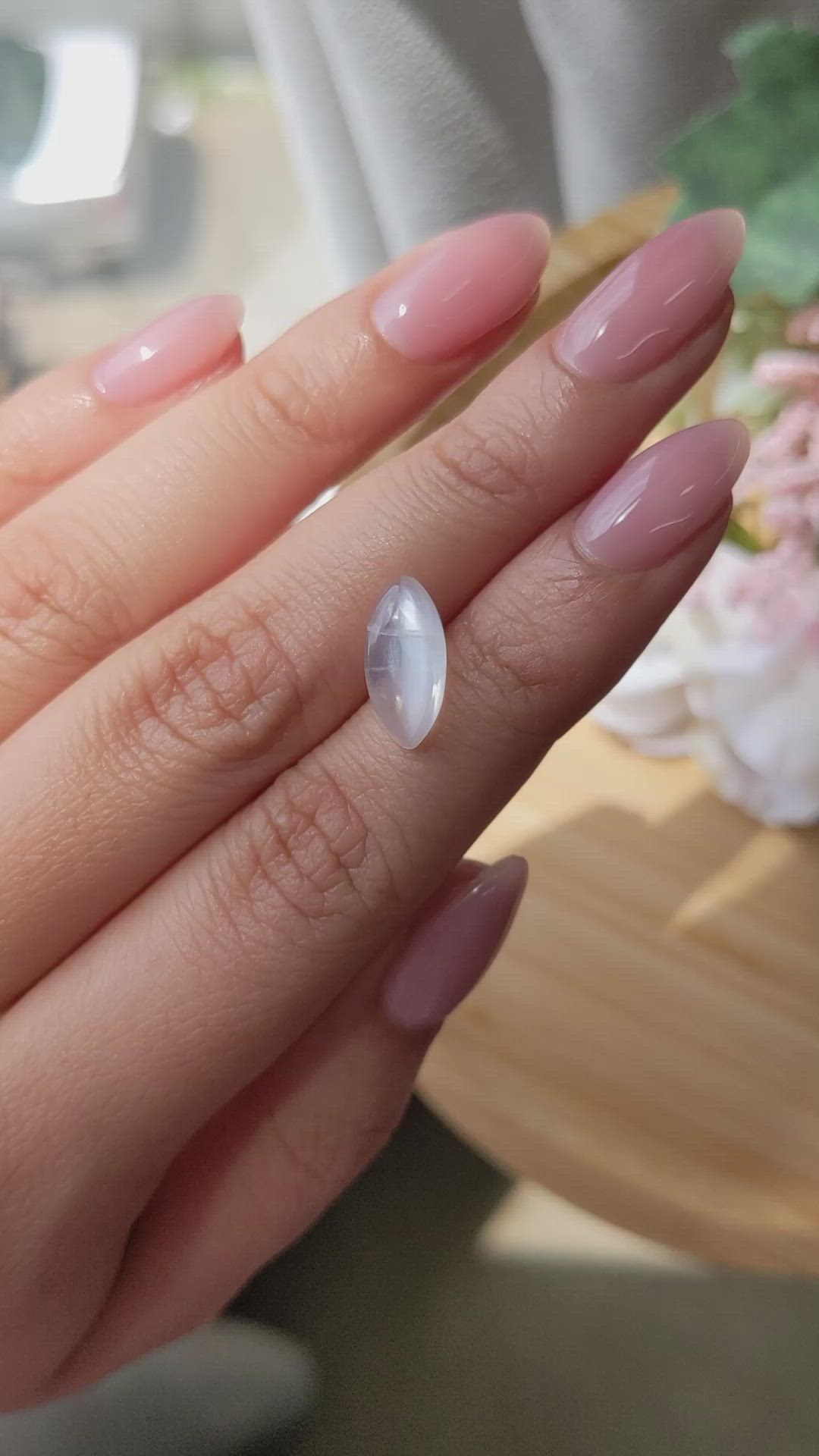 2.97 Ct. White Cabochon Moonstone from Ceylon (Sri Lanka) Size Video