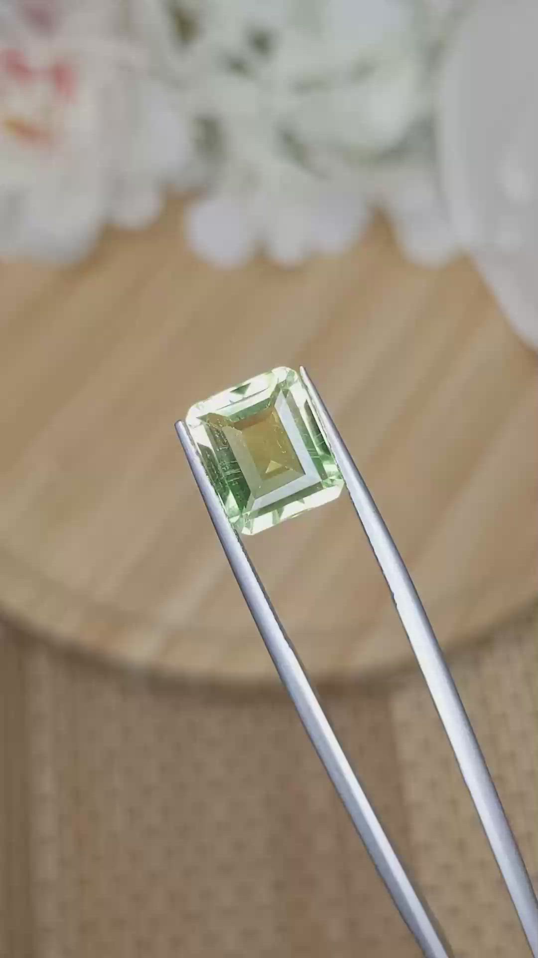 4.28 Ct. Yellowish Green Prasiolite from Madagascar Size Video