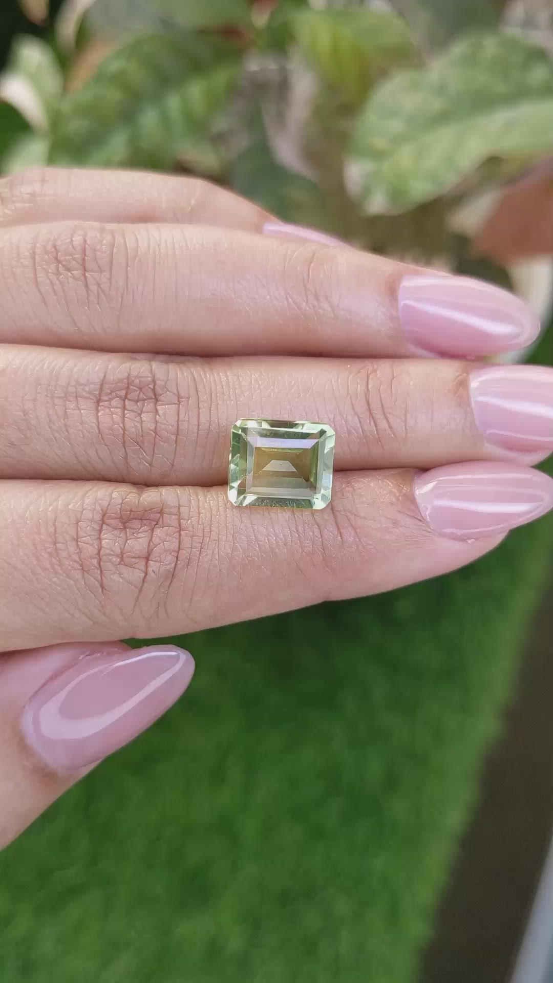 4.28 Ct. Yellowish Green Prasiolite from Madagascar Size Video