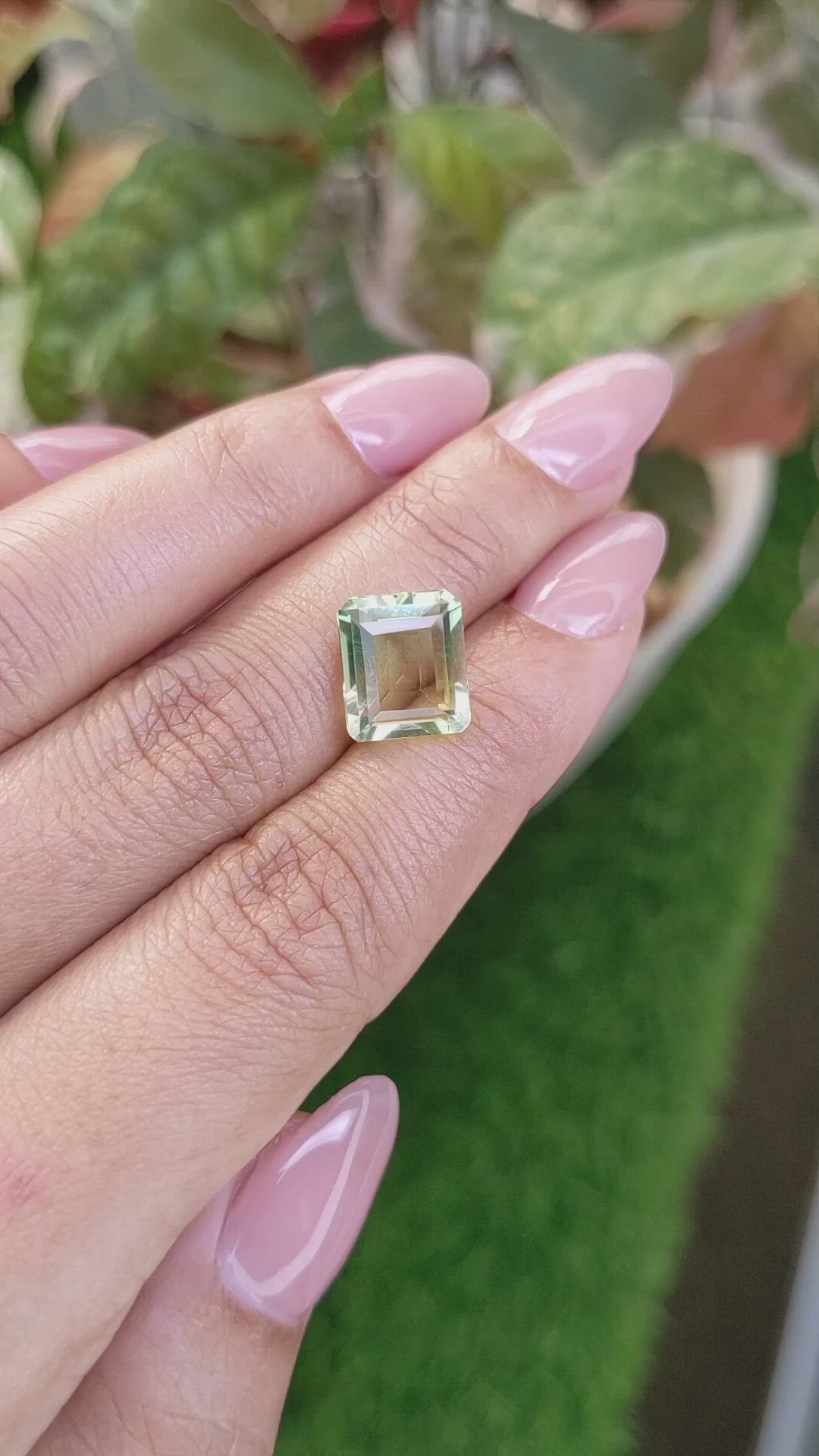 4.28 Ct. Yellowish Green Prasiolite from Madagascar Size Video