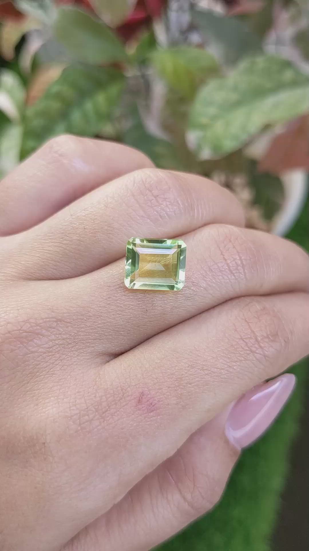4.28 Ct. Yellowish Green Prasiolite from Madagascar Size Video