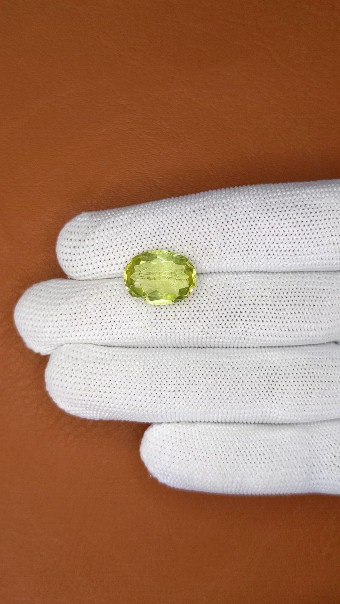 6.53 Ct. Yellowish Green Prasiolite from Madagascar Size Video