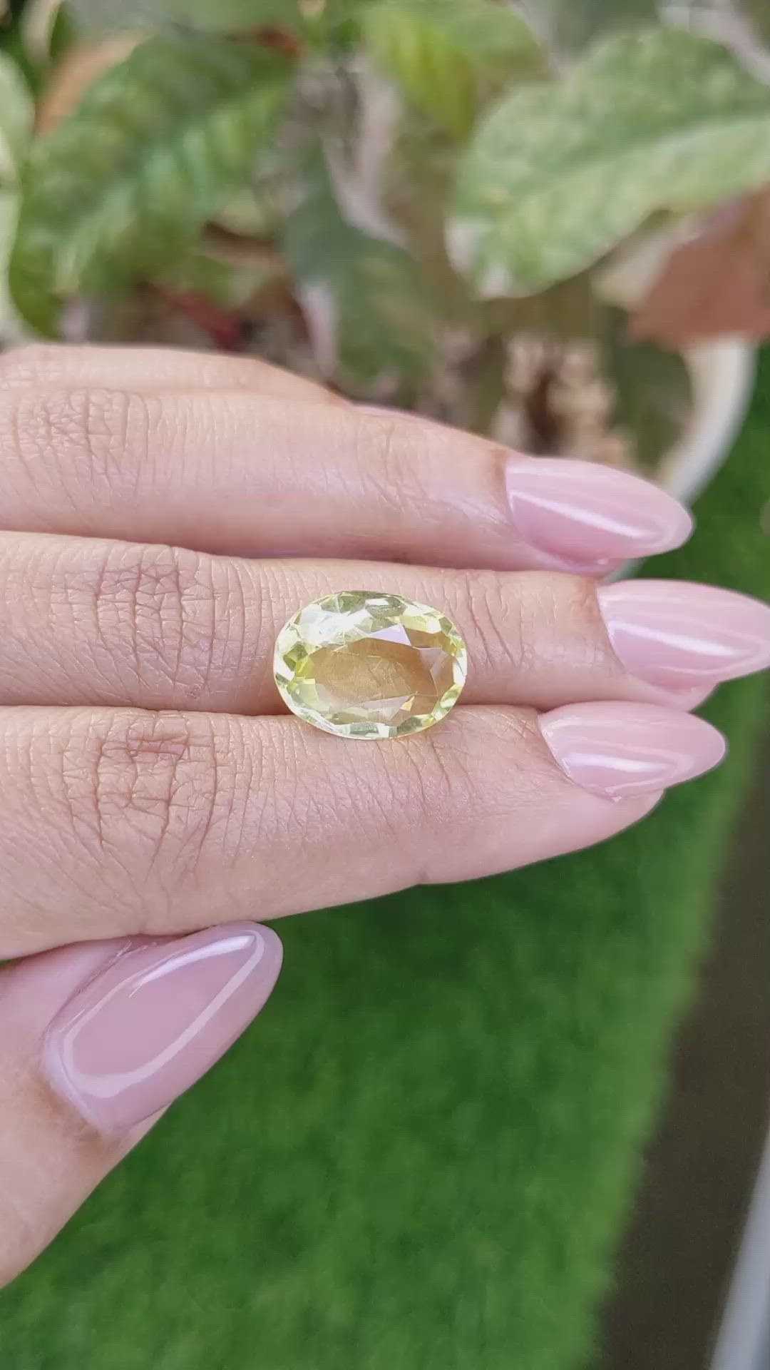 6.53 Ct. Yellowish Green Prasiolite from Madagascar Size Video