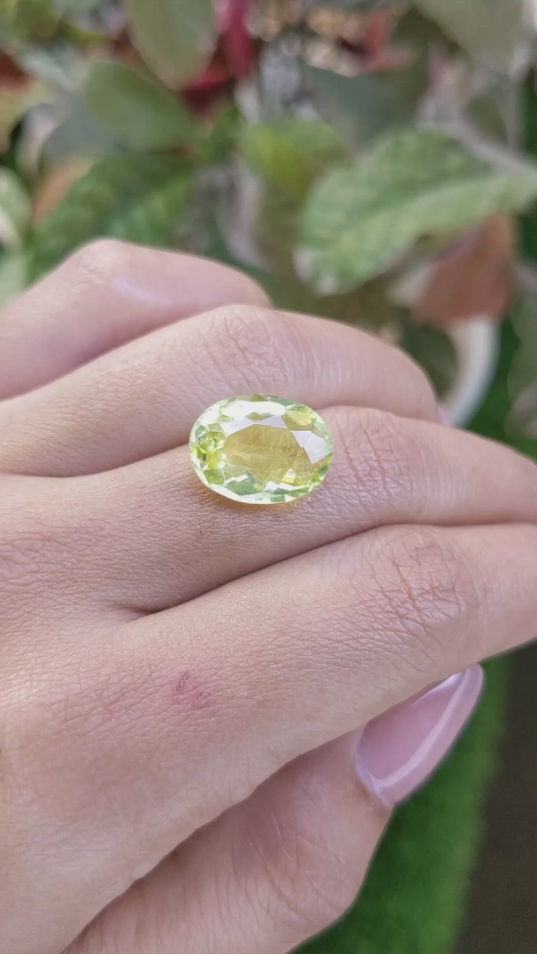 6.53 Ct. Yellowish Green Prasiolite from Madagascar Size Video