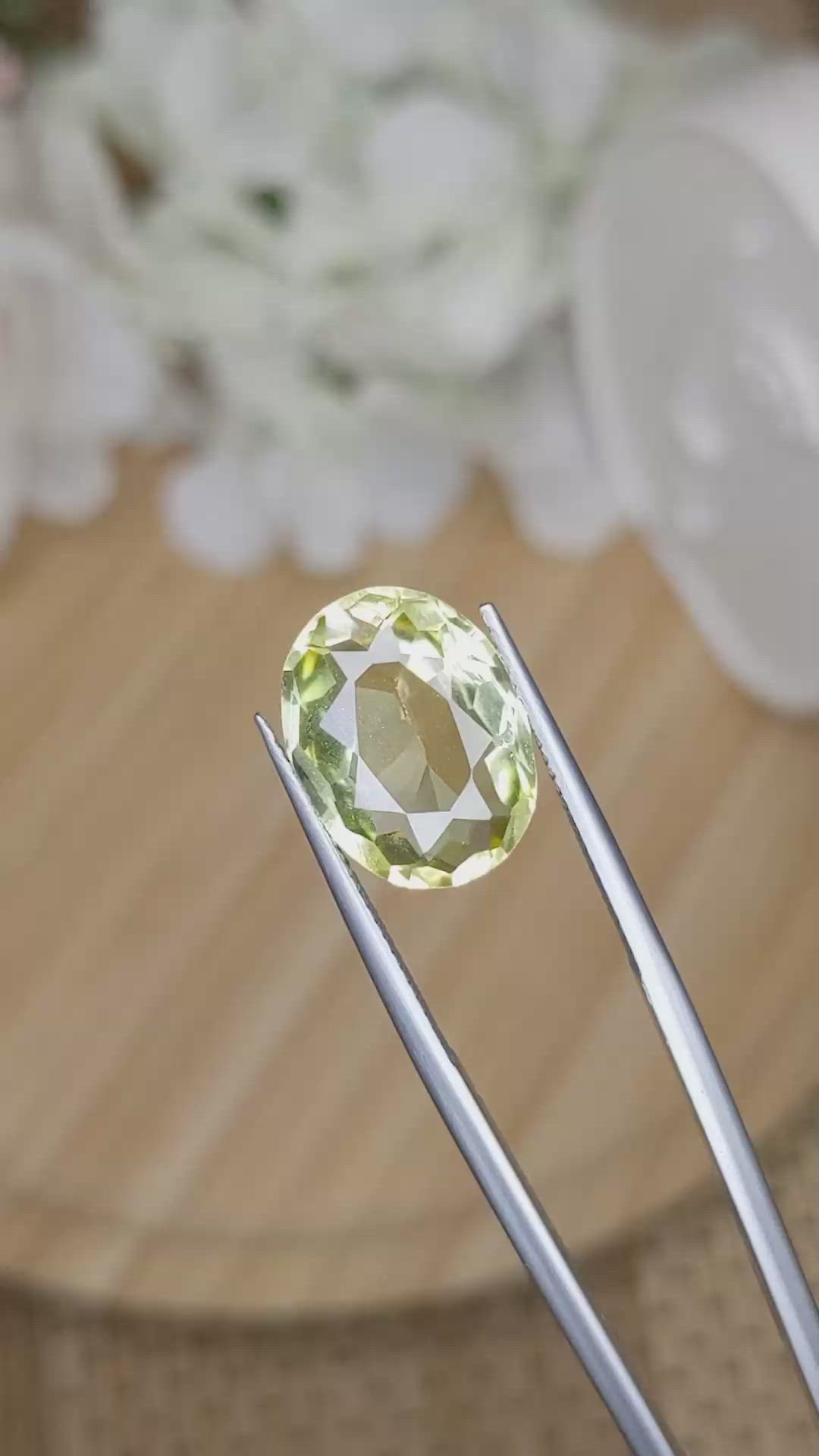 6.53 Ct. Yellowish Green Prasiolite from Madagascar Size Video