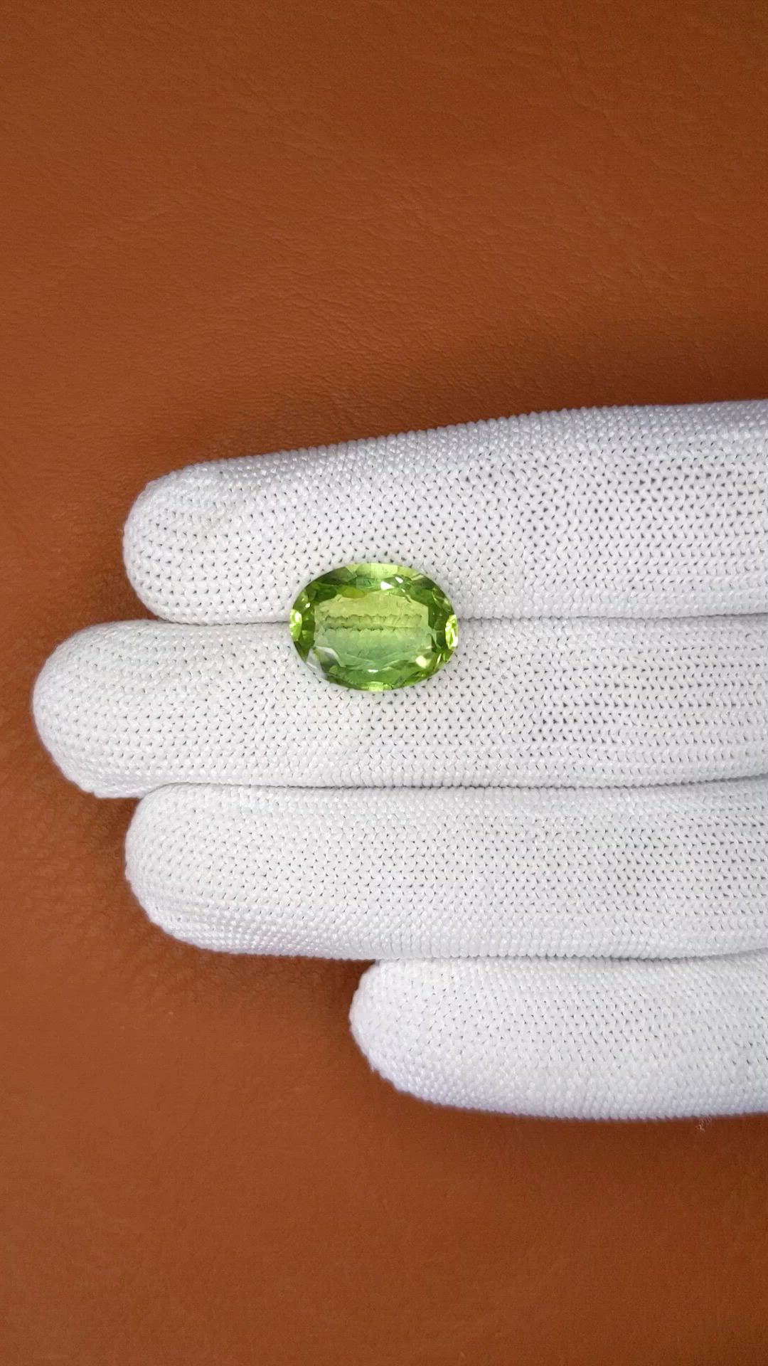 7.06 Ct. Yellowish Green Prasiolite from Madagascar Size Video