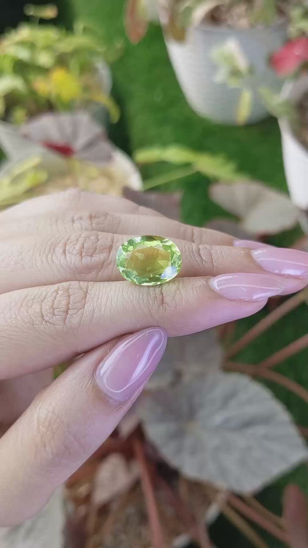 7.06 Ct. Yellowish Green Prasiolite from Madagascar Size Video