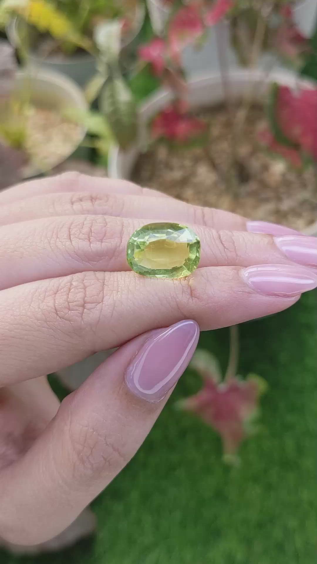 9.21 Ct. Yellowish Green Prasiolite from Madagascar Size Video