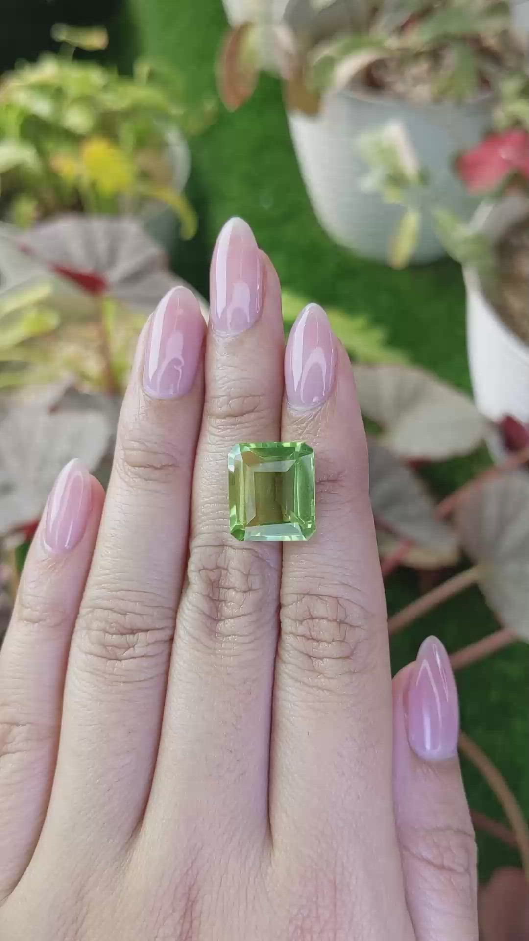 10.41 Ct. Yellowish Green Prasiolite from Madagascar Size Video