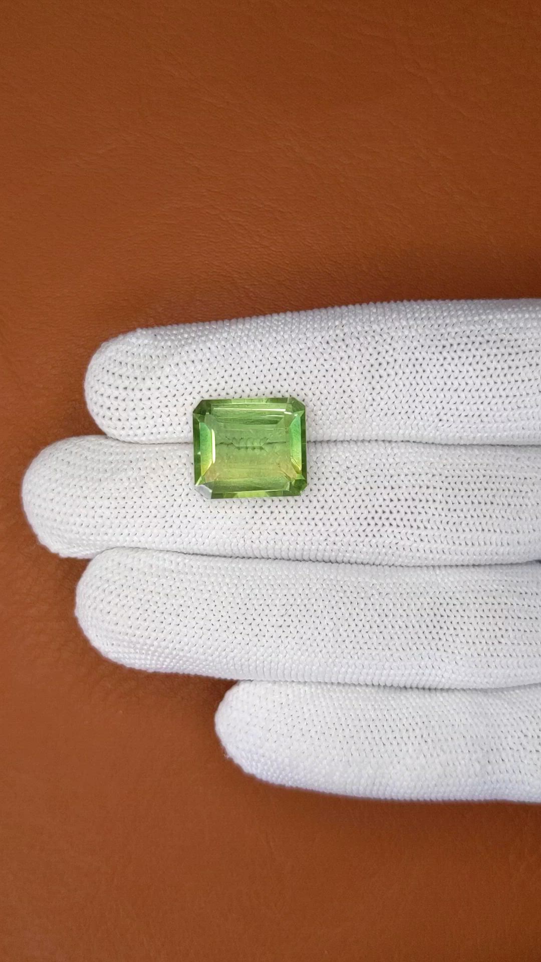 10.41 Ct. Yellowish Green Prasiolite from Madagascar Size Video