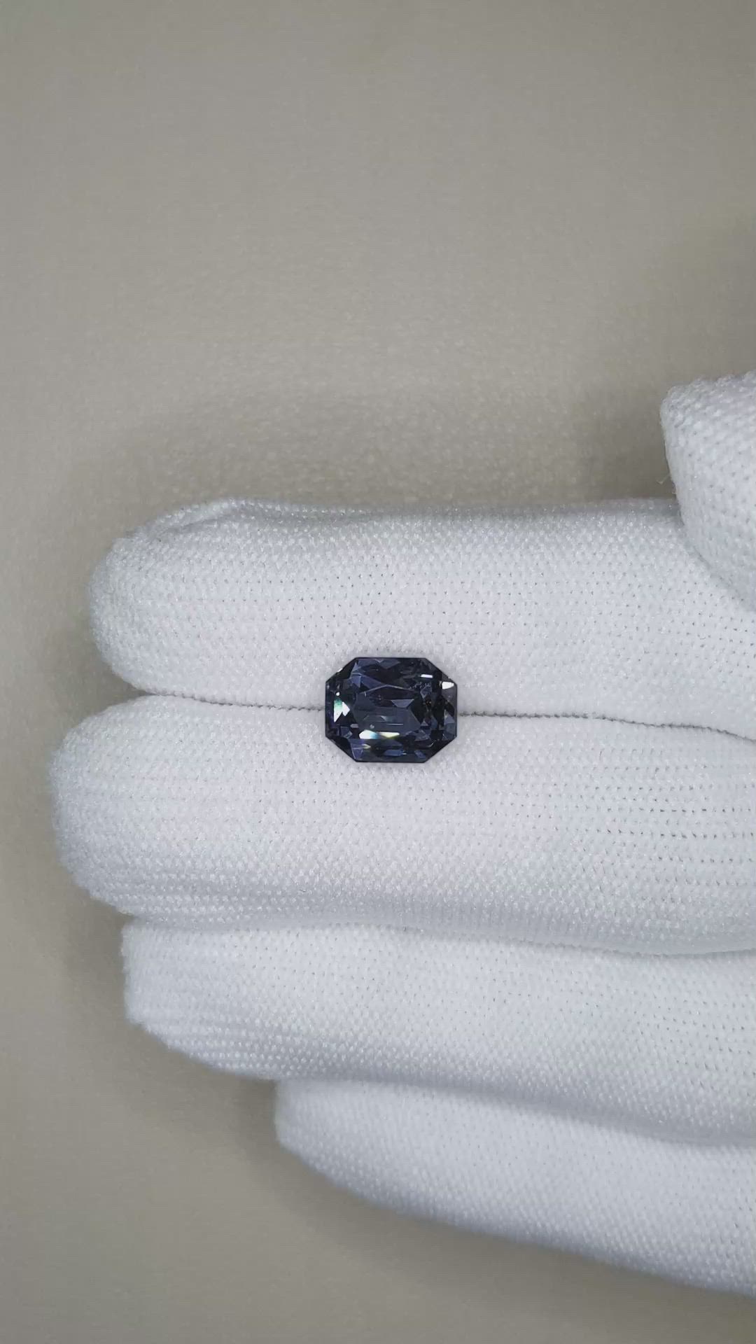 4.11 Ct. Purplish Blue Spinel from Burma (Myanmar) Size Video