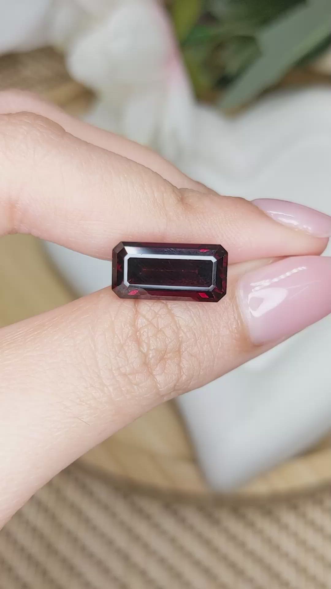 7.99 Ct. Purplish Red Garnet from Ceylon (Sri Lanka) Size Video