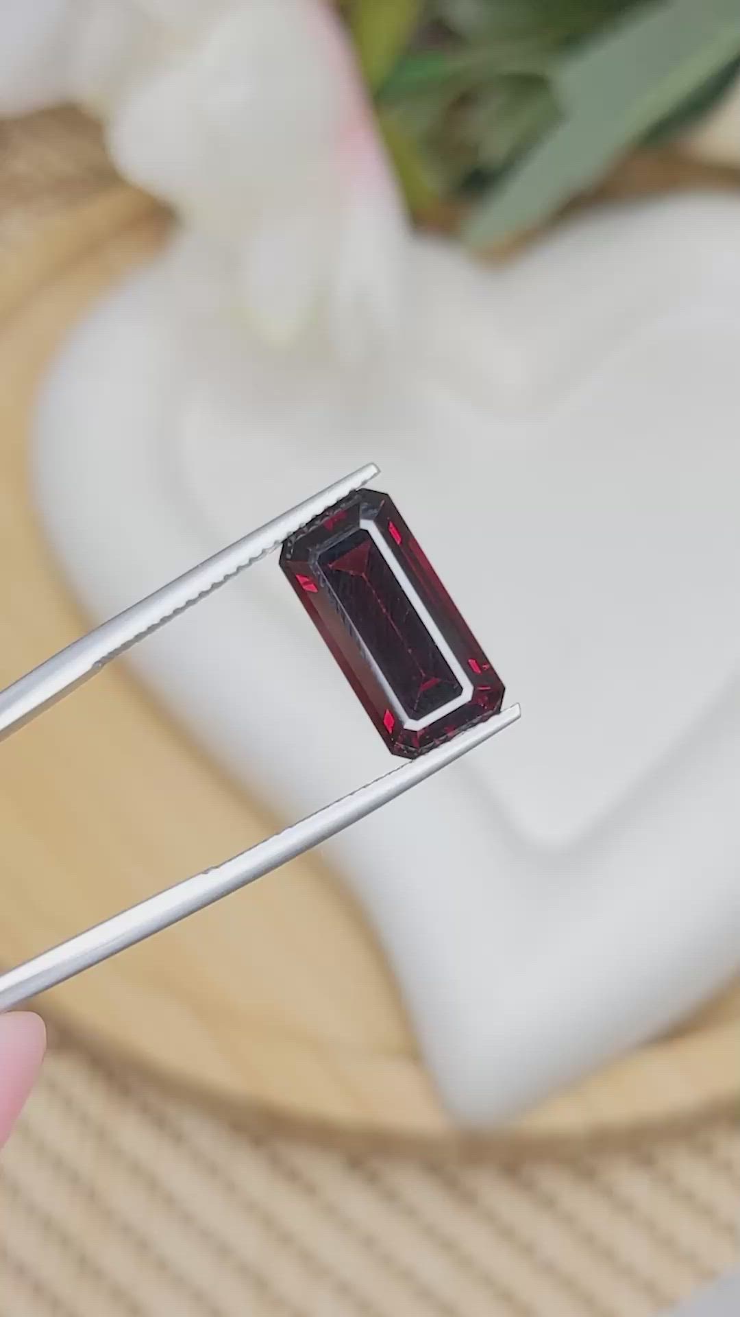 7.99 Ct. Purplish Red Garnet from Ceylon (Sri Lanka) Size Video