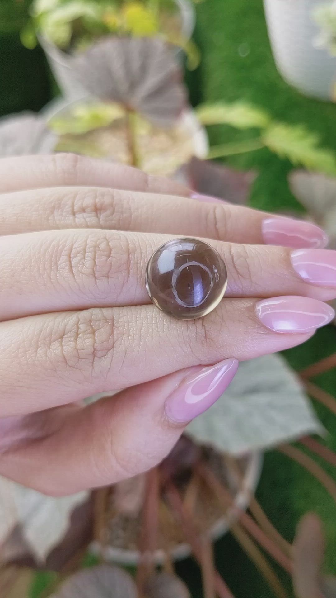 14.23 Ct. Brown Cabochon Smokey Quartz from Ceylon (Sri Lanka) Size Video