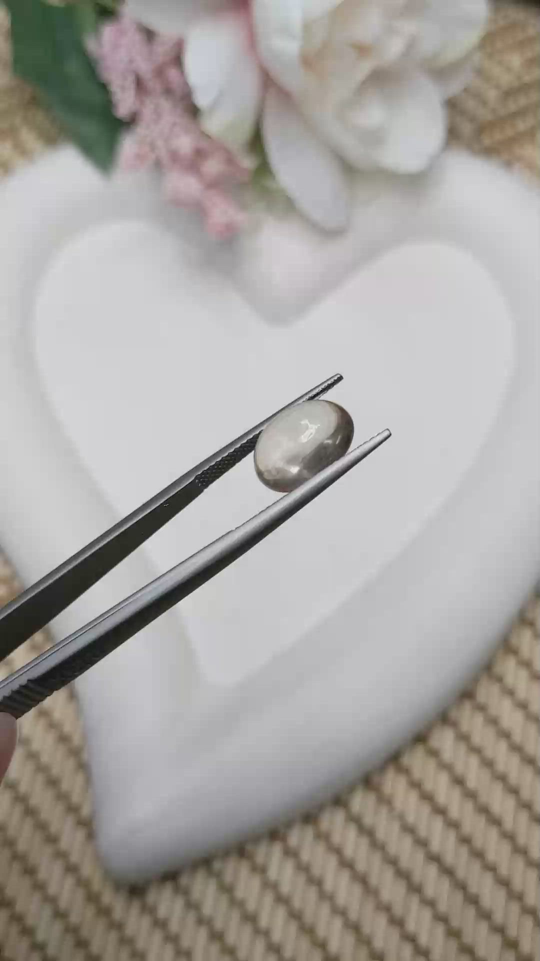 4.33 Ct. Smoky Cabochon Smokey Quartz from Ceylon (Sri Lanka) Size Video