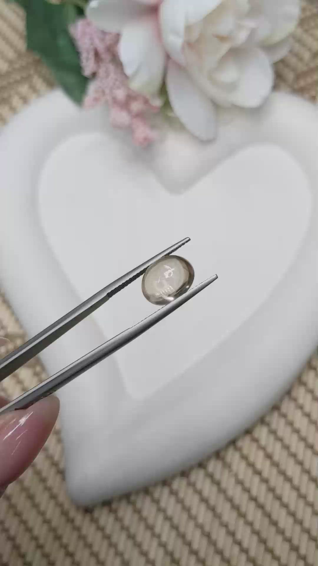4.61 Ct. Smoky Cabochon Smokey Quartz from Ceylon (Sri Lanka) Size Video