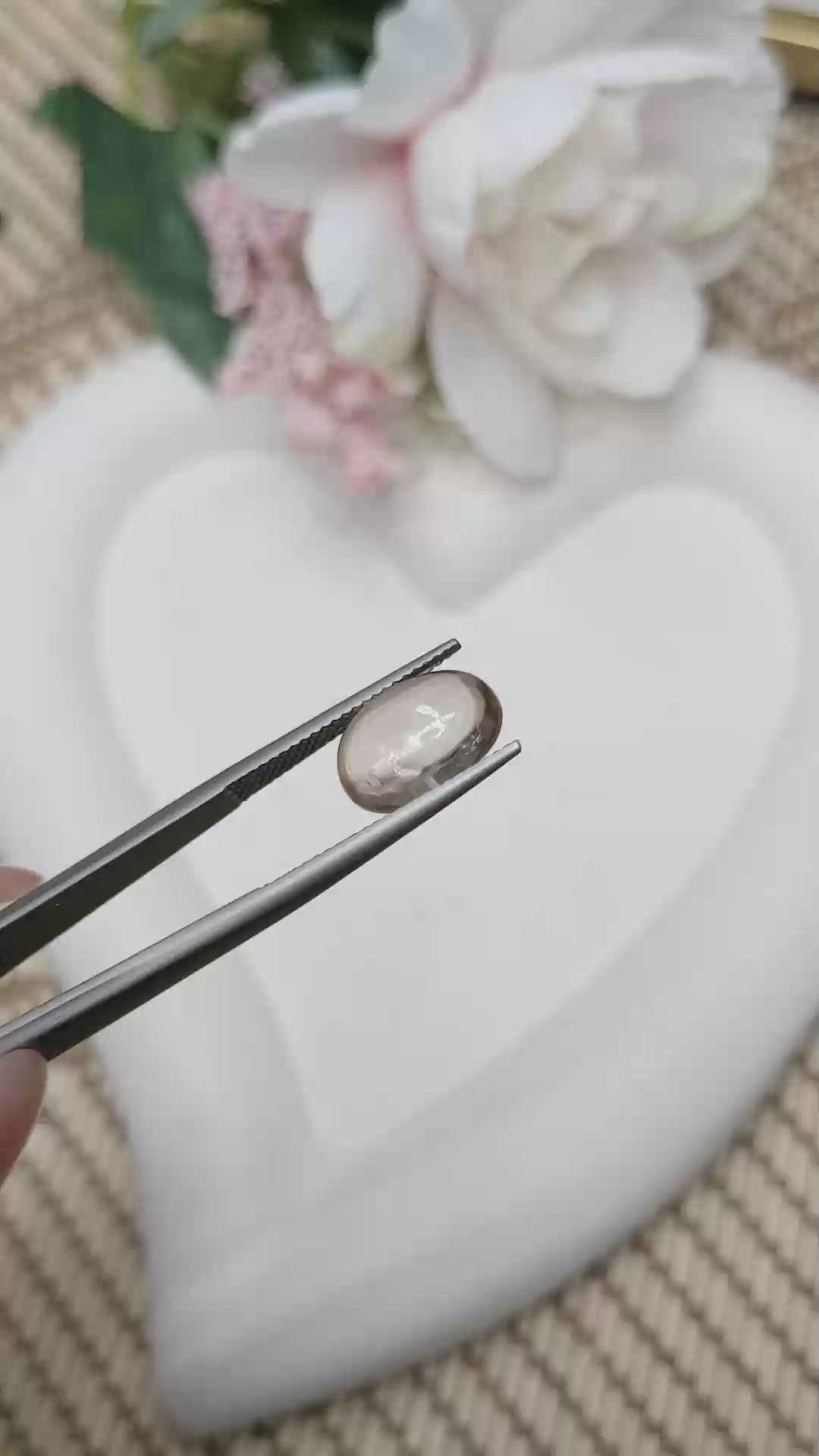 4.40 Ct. Brown Cabochon Smokey Quartz from Ceylon (Sri Lanka) Size Video