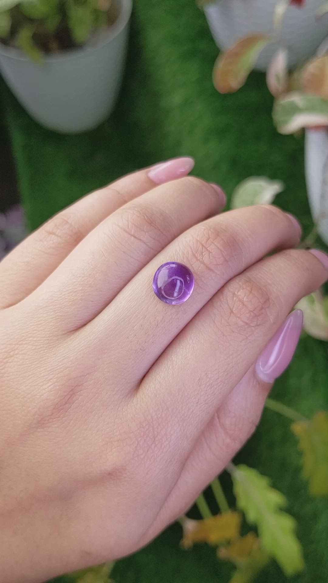 3.51 Ct. Purple Cabochon Amethyst from Ceylon (Sri Lanka) Size Video