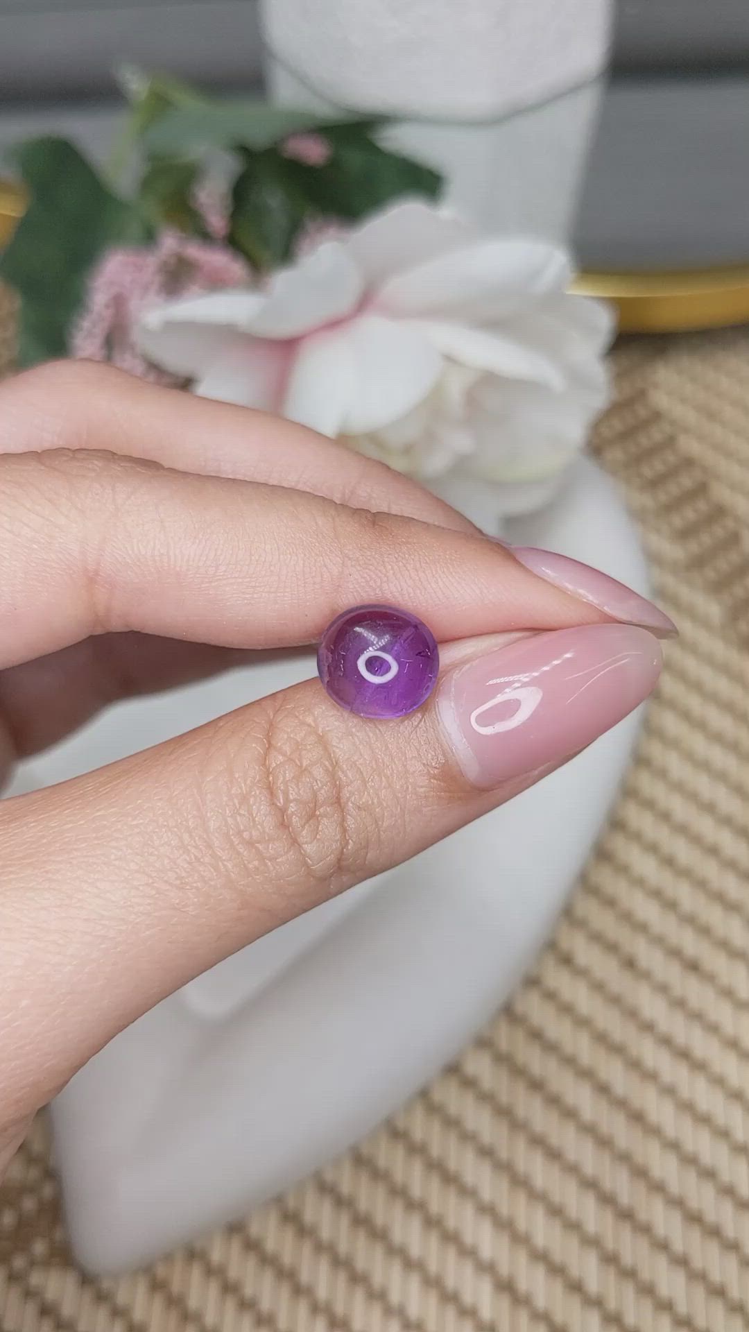 3.51 Ct. Purple Cabochon Amethyst from Ceylon (Sri Lanka) Size Video
