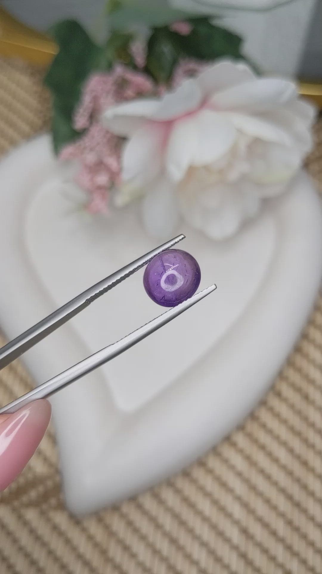 3.51 Ct. Purple Cabochon Amethyst from Ceylon (Sri Lanka) Size Video