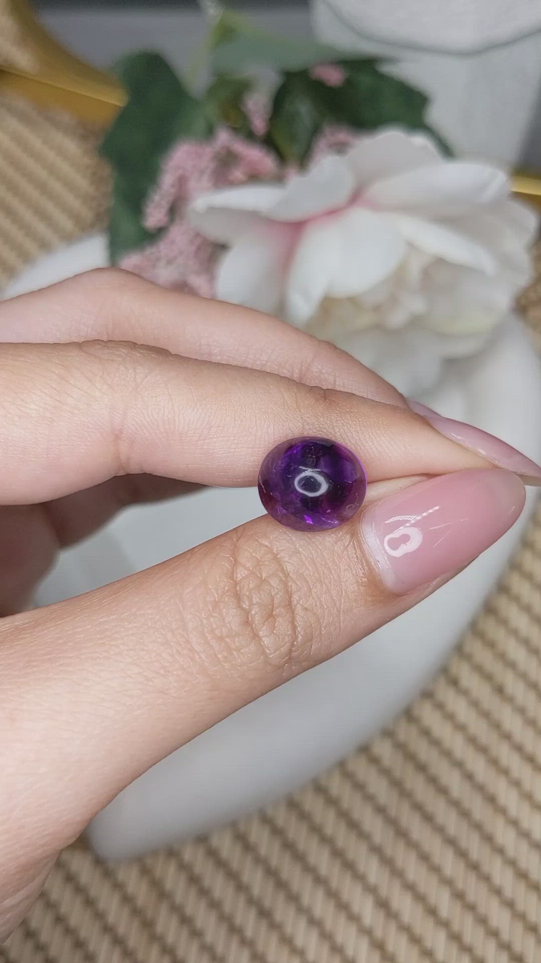 7.17 Ct. Purple Cabochon Amethyst from Ceylon (Sri Lanka) Size Video