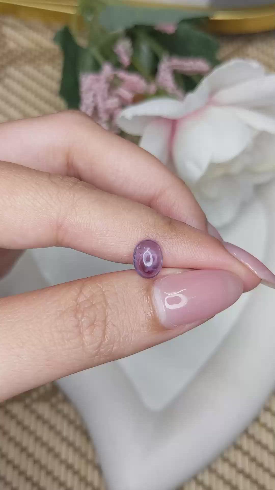 1.33 Ct. Purple Cabochon Amethyst from Ceylon (Sri Lanka) Size Video