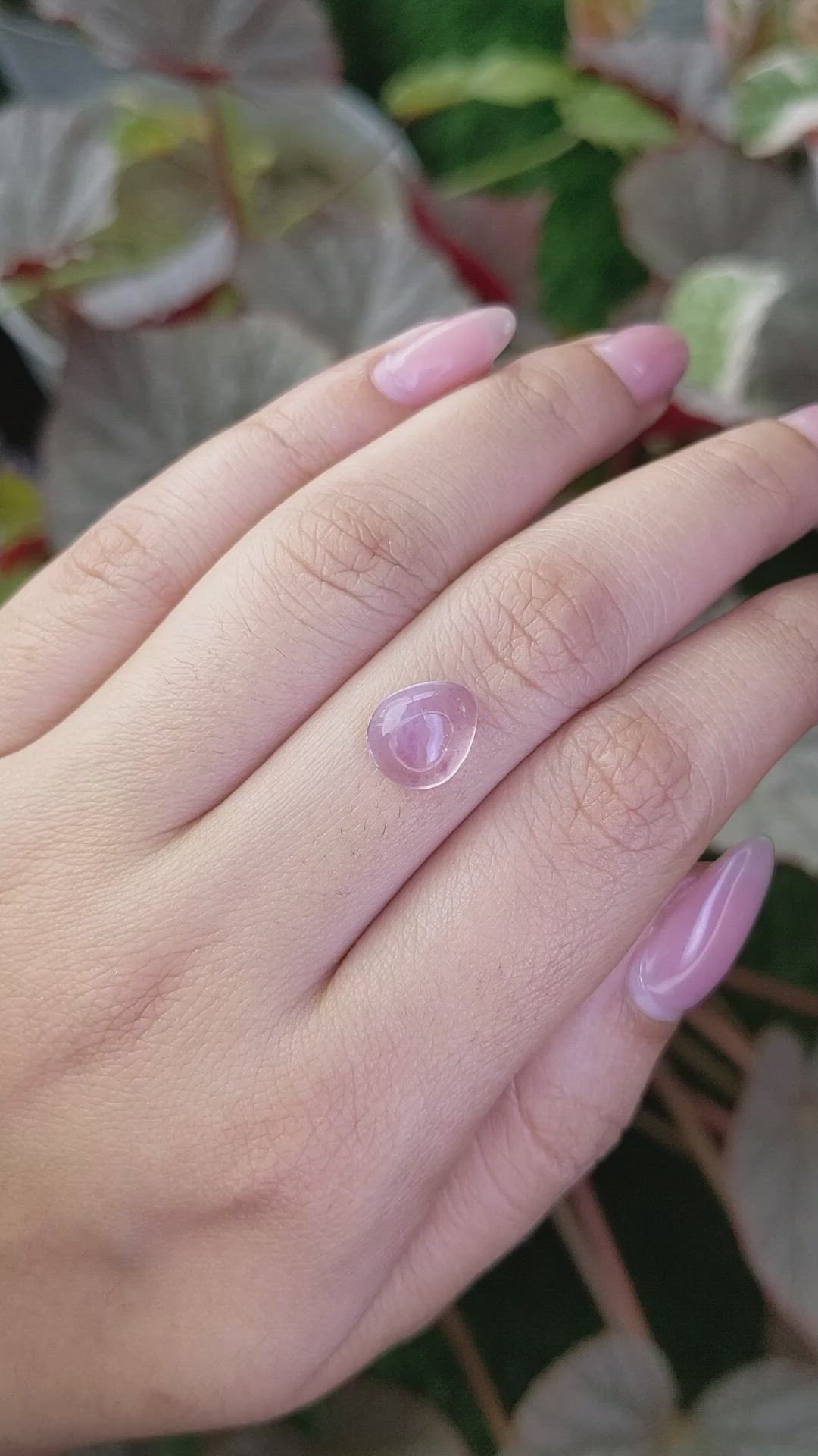 3.30 Ct. Pinkish Purple Cabochon Amethyst from Ceylon (Sri Lanka) Size Video