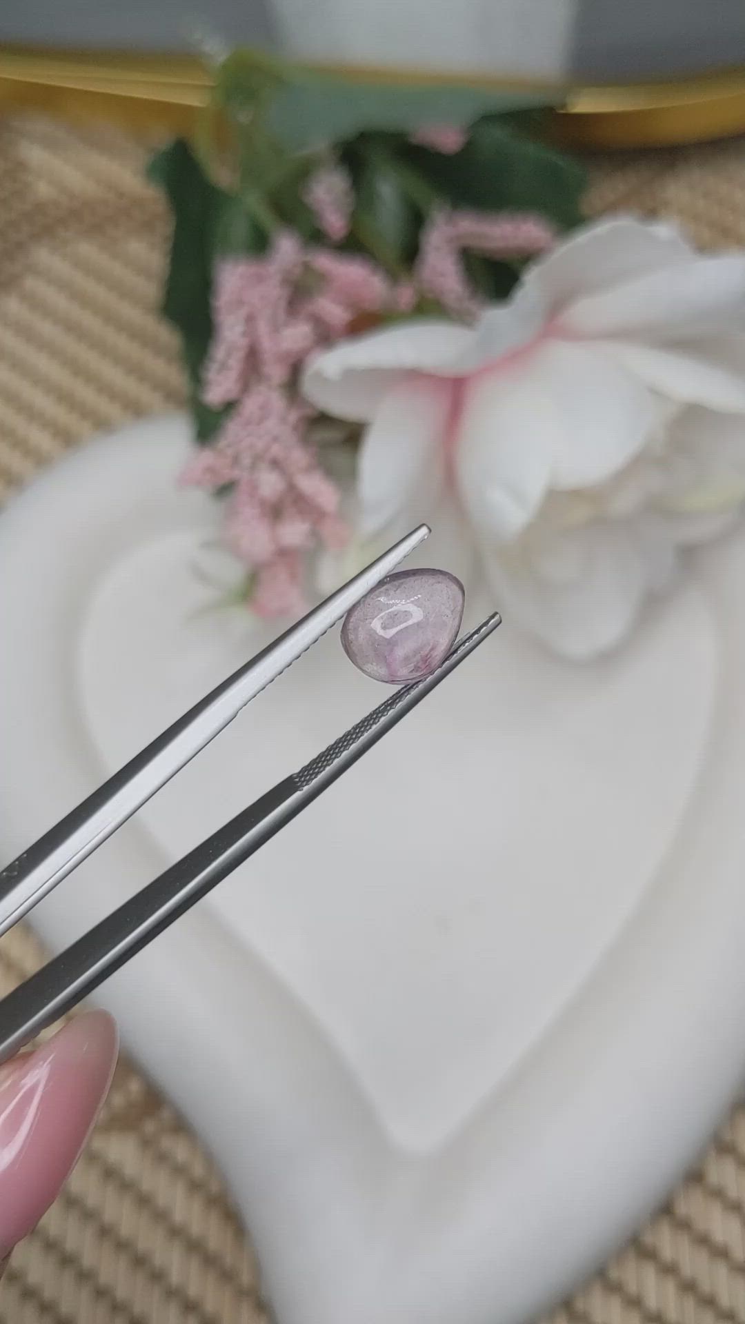 3.30 Ct. Pinkish Purple Cabochon Amethyst from Ceylon (Sri Lanka) Size Video