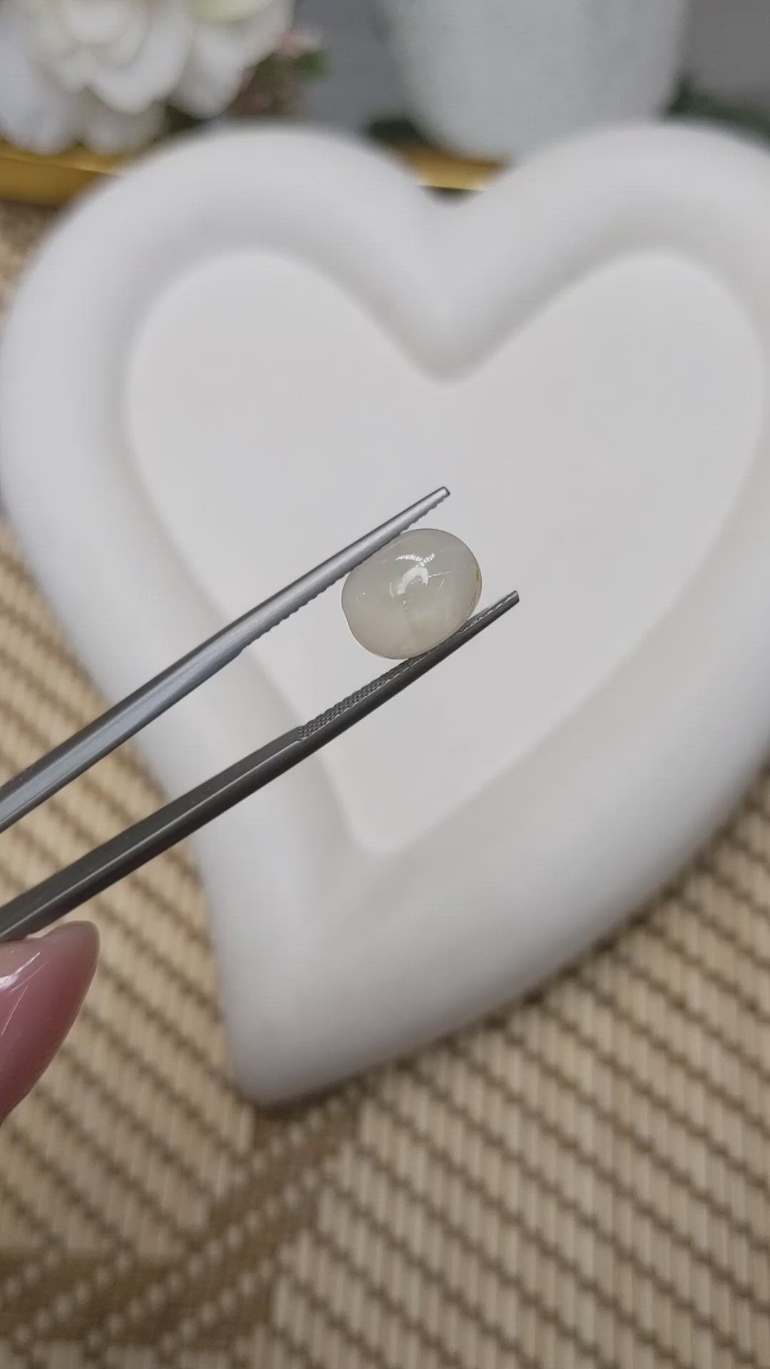 3.86 Ct. White Cabochon Moonstone from Ceylon (Sri Lanka) Size Video