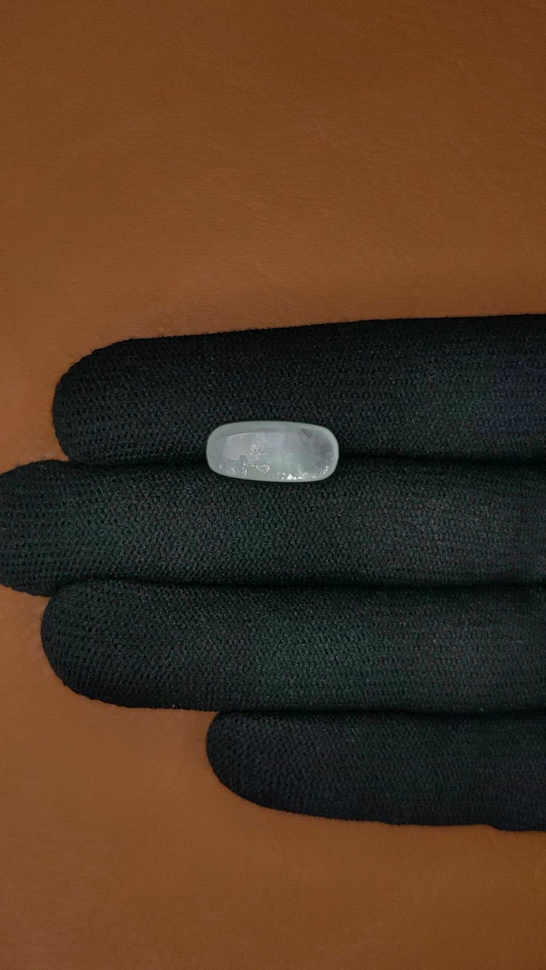 7.00 Ct. Blue Flash Cabochon Moonstone from Ceylon (Sri Lanka) Size Video