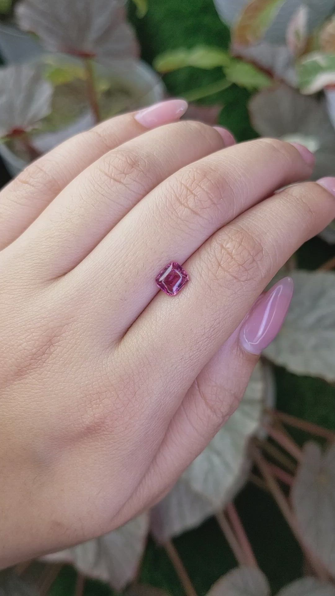 1.11 Ct. Purplish Pink Cabochon Garnet from Ceylon (Sri Lanka) Size Video