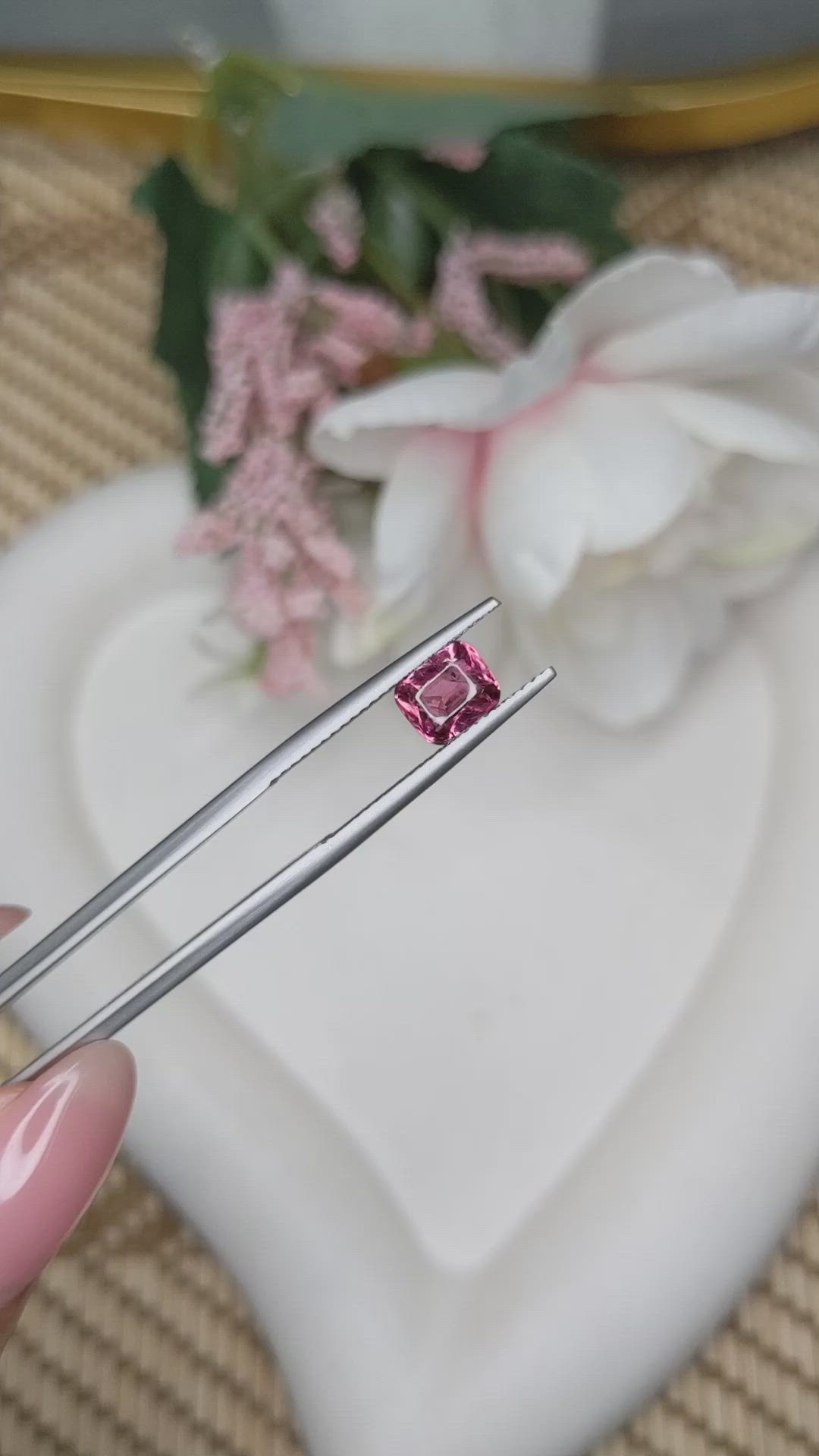 1.11 Ct. Purplish Pink Cabochon Garnet from Ceylon (Sri Lanka) Size Video