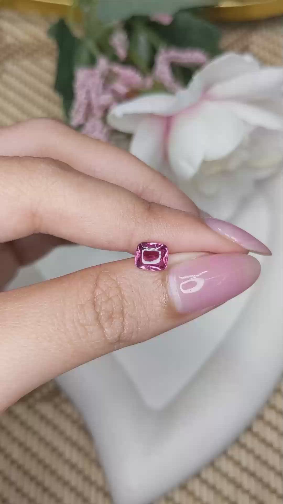 1.11 Ct. Purplish Pink Cabochon Garnet from Ceylon (Sri Lanka) Size Video