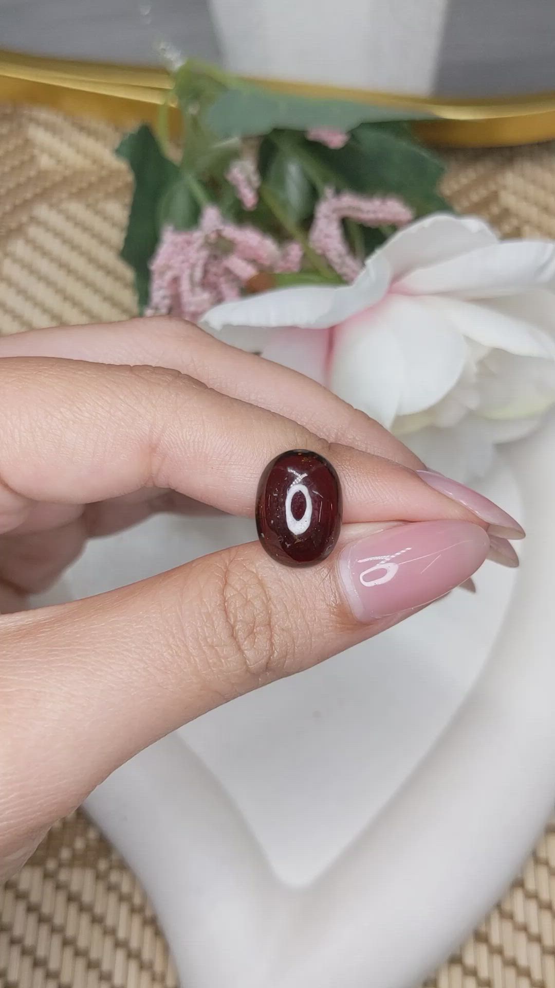 8.50 Ct. Orangish Brown Cabochon Garnet from Ceylon (Sri Lanka) Size Video