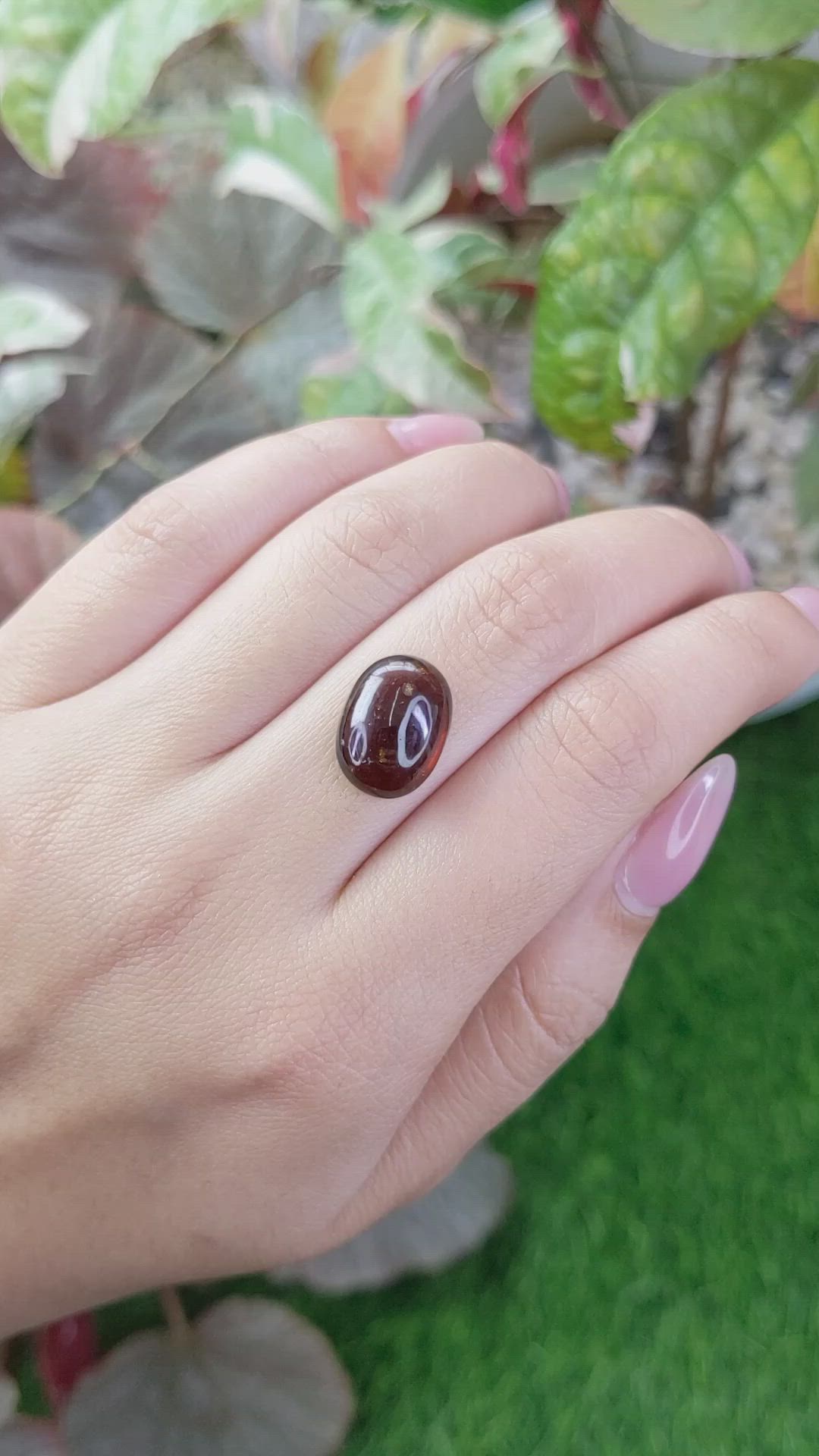8.50 Ct. Orangish Brown Cabochon Garnet from Ceylon (Sri Lanka) Size Video