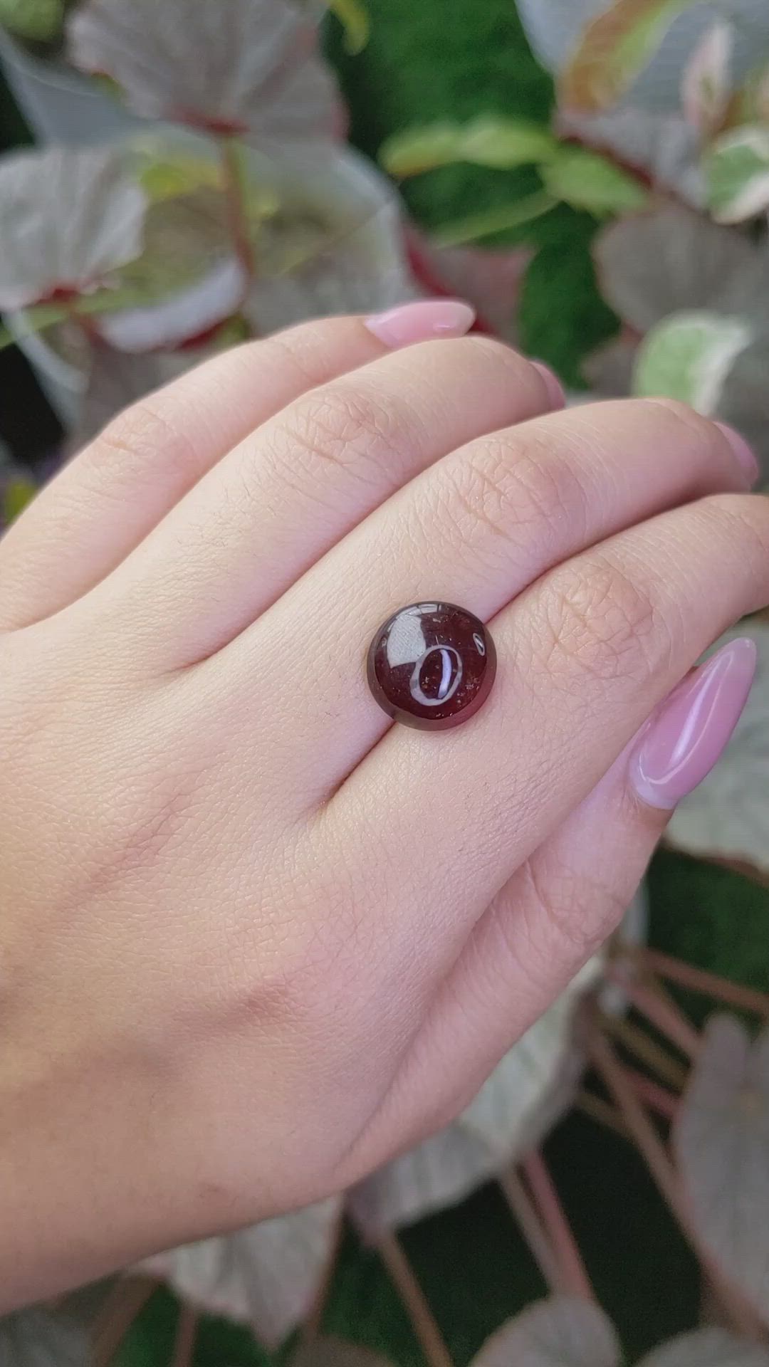8.77 Ct. Orangish Red Cabochon Garnet from Ceylon (Sri Lanka) Size Video