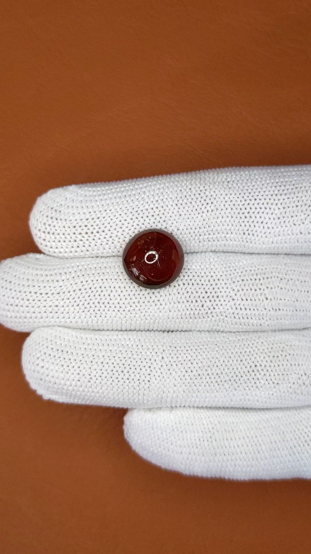 8.77 Ct. Orangish Red Cabochon Garnet from Ceylon (Sri Lanka) Size Video